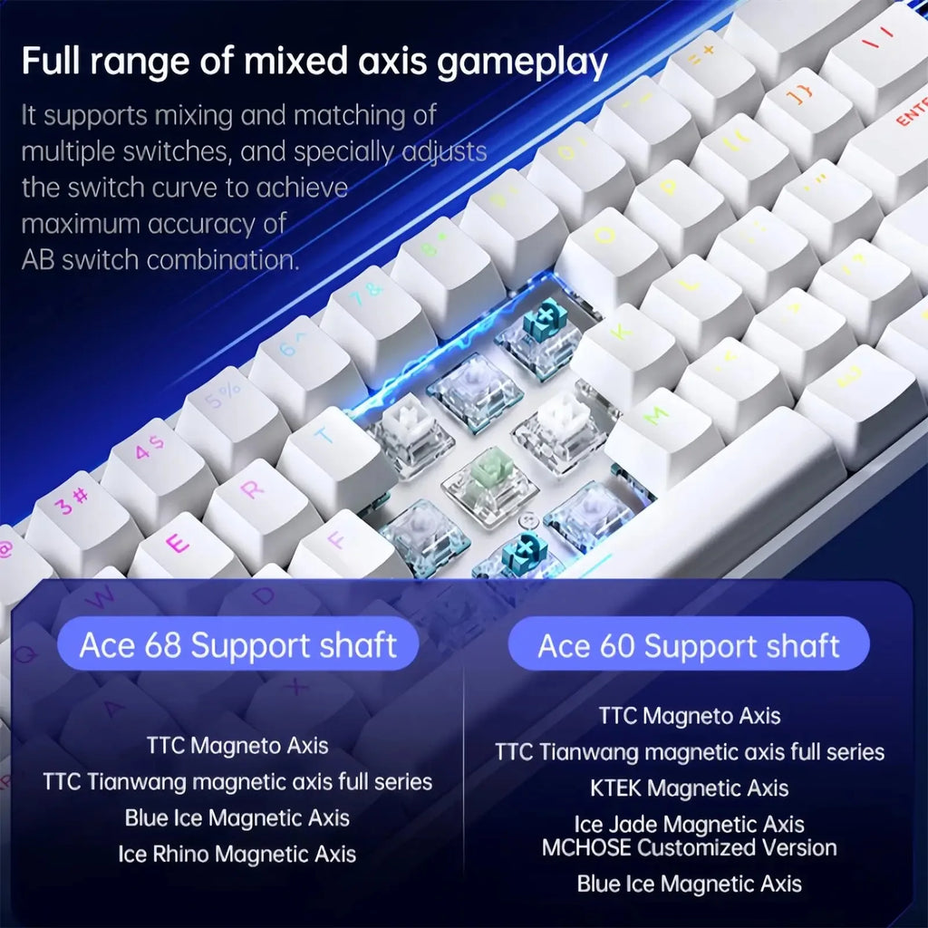MCHOSE ACE 68 Wired Magnetic Switch Gaming Keyboard Hall Effect Rapid Trigger Programmable RGB 8K Hz DKS/MT/TGL/RS/SOCD Keyboard