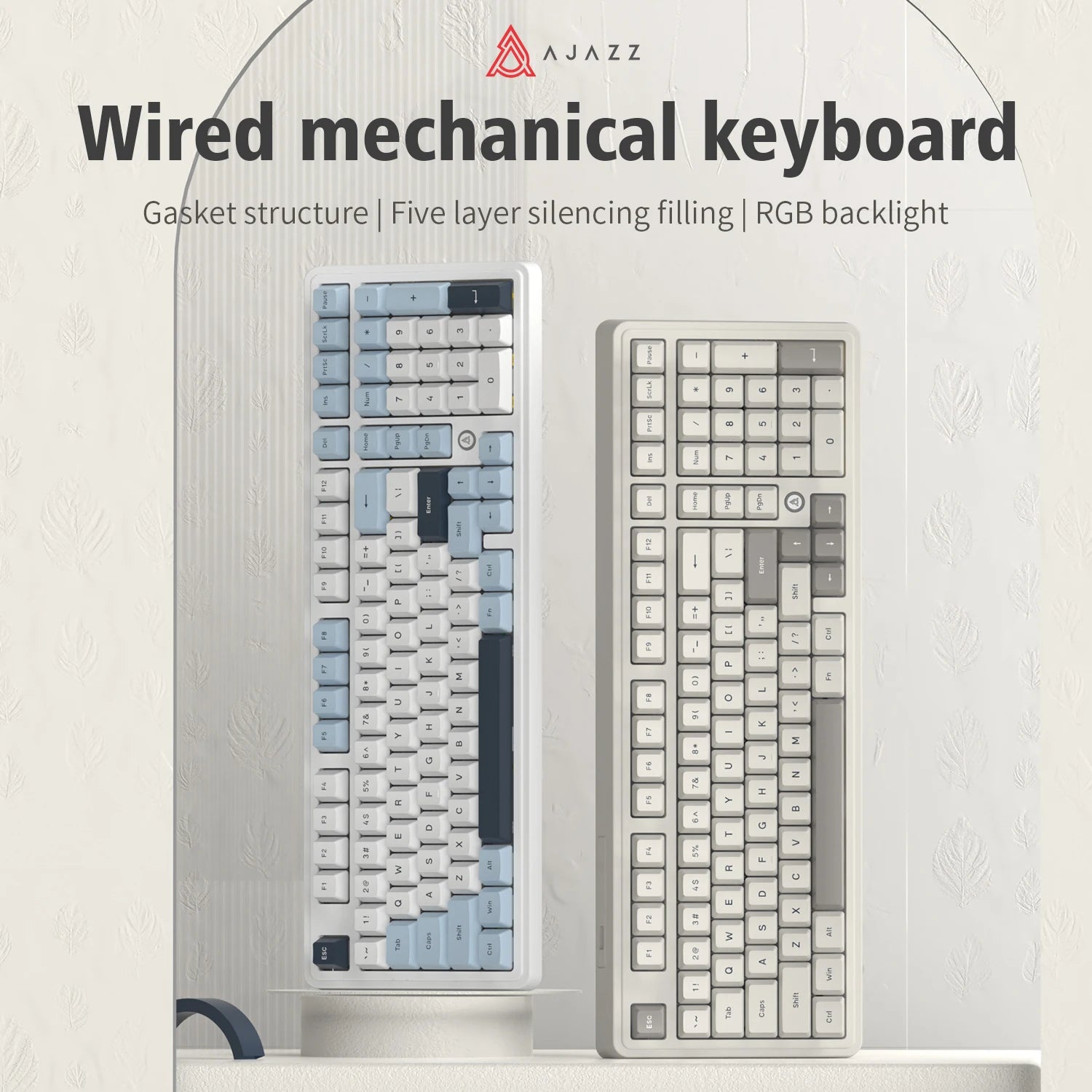 AJAZZ AK980 Retro Silent Mechanical Keyboard, Wired Kit, Ideal for Office & Gaming