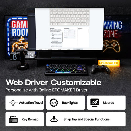 EPOMAKER HE80 75% US QWERTY Layout Hot-Swap Creamy Gasket Wired Hall Effect Magnetic Mechanical Keyboard DKS SOCD for PC/Mac